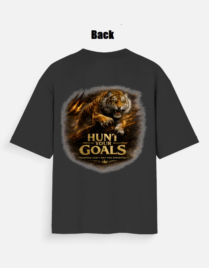 Hunt Your Goals Oversized T-Shirt – Premium Motivational Tiger Streetwear