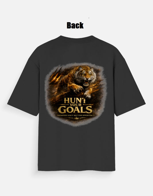 Hunt Your Goals Oversized T-Shirt – Premium Motivational Tiger Streetwear