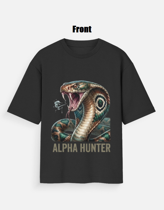 "Alpha Hunter" King Cobra Graphic Oversized T-Shirt – Premium Black Streetwear